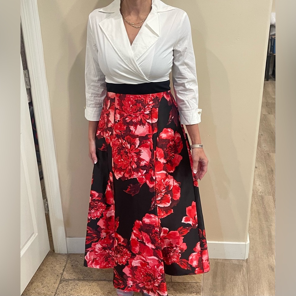 AlexaB Floral Black and Red Women's Dress 10 - Picture 16 of 16
